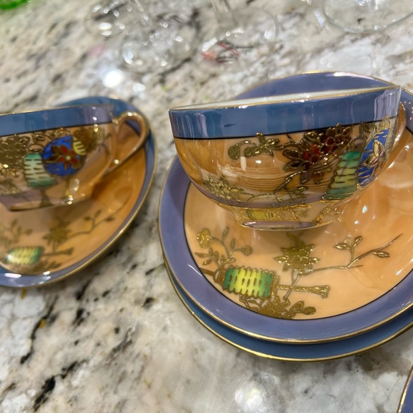 Super rare vintage Noritake China iridescent hand painted china 13 pieces - Picture 4 of 17